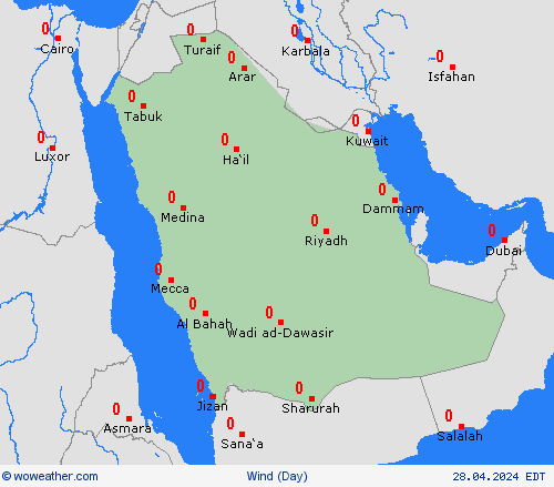 viento Saudi Arabia Asia Mapas de pronósticos