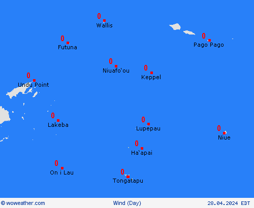 wind Tonga Islands Oceania Forecast maps