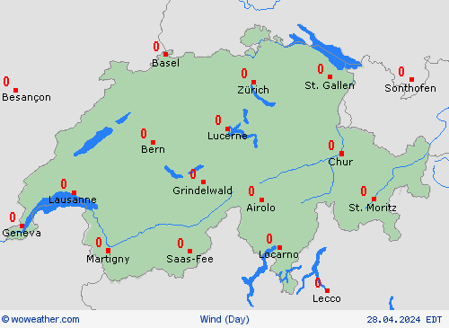 viento Switzerland Europe Mapas de pronósticos