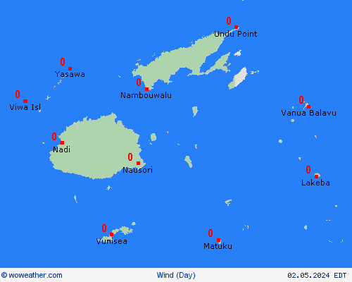 wind Fiji Oceania Forecast maps