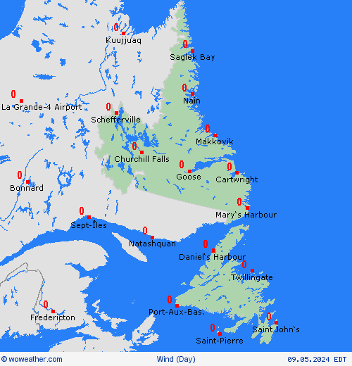viento Newfoundland North America Mapas de pronósticos