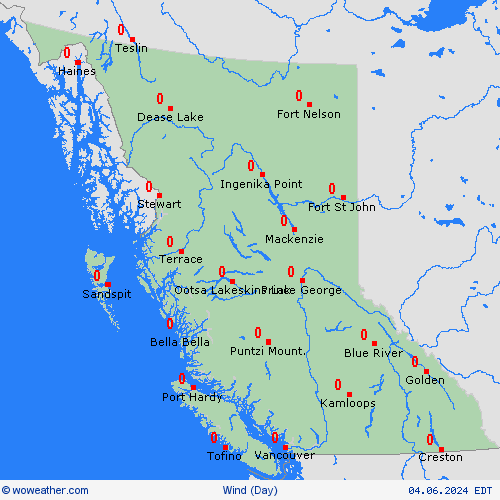 wind British Columbia USA Forecast maps