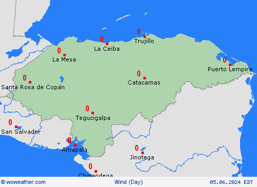 viento Honduras Central America Mapas de pronósticos