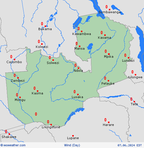 wind Zambia Africa Forecast maps