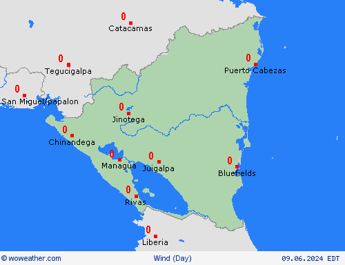 wind Nicaragua Central America Forecast maps