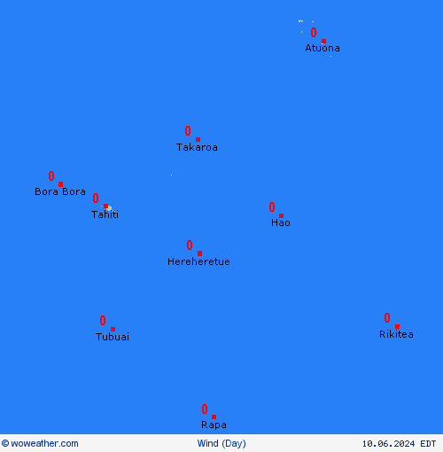 wind French Polynesia Oceania Forecast maps